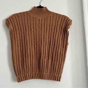 Vigoss Camel Cable Knit Turtleneck Sweater vest